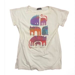 Colorful Cat Print 80s T-Shirt